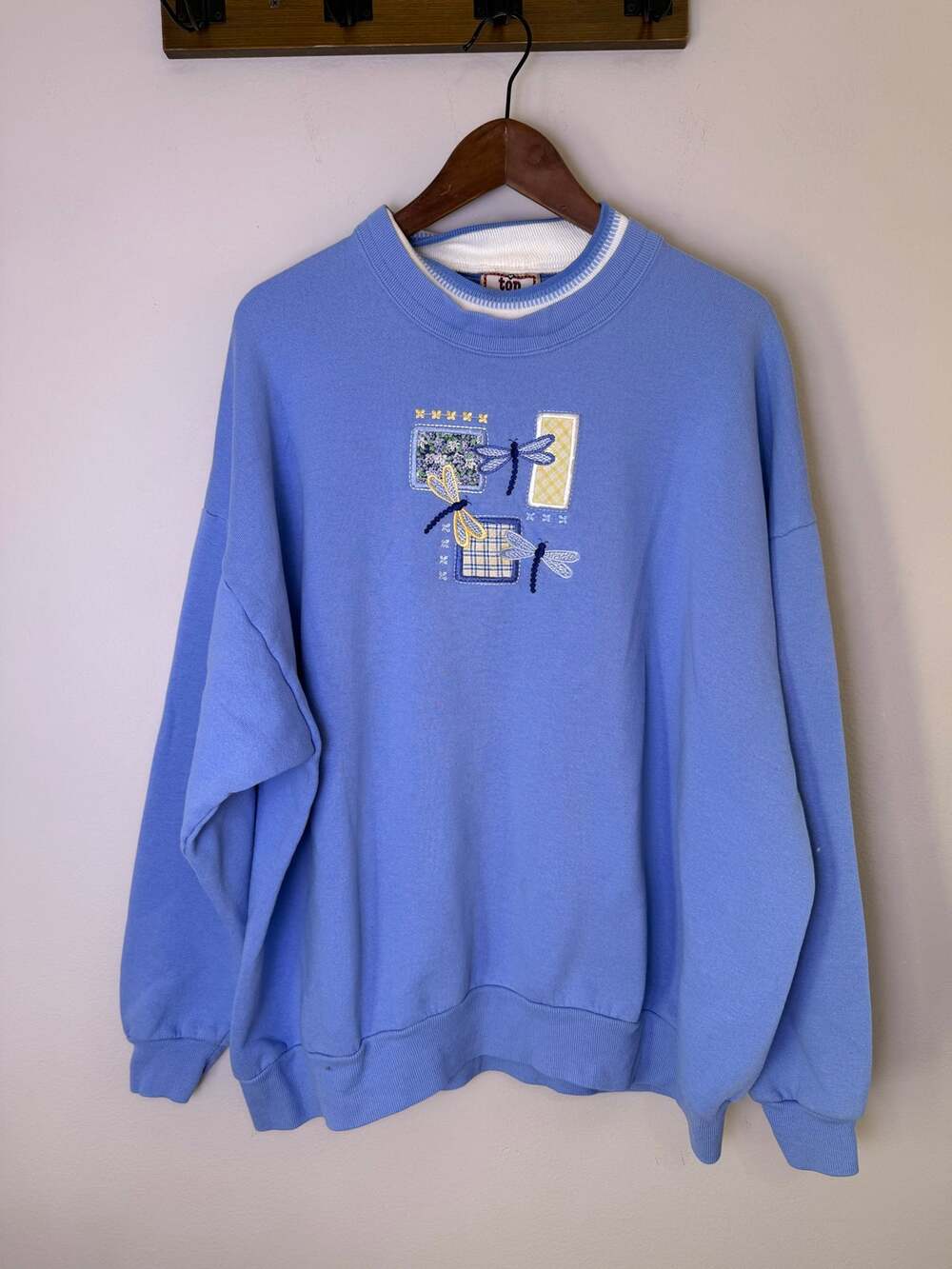 Top Stitch by Morning Sun Vintage Y2K Dragonfly Sweatshirt Blue